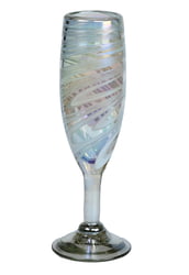 Champagne Flutes 6oz Champagne Flute, White Swirl, Set of 4