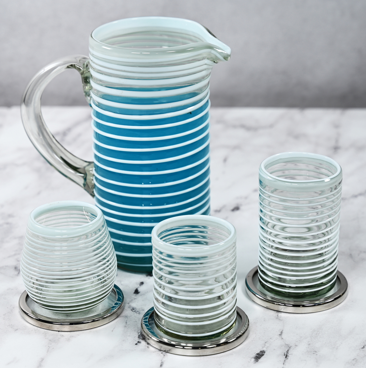 White Vortex Glass Pitcher