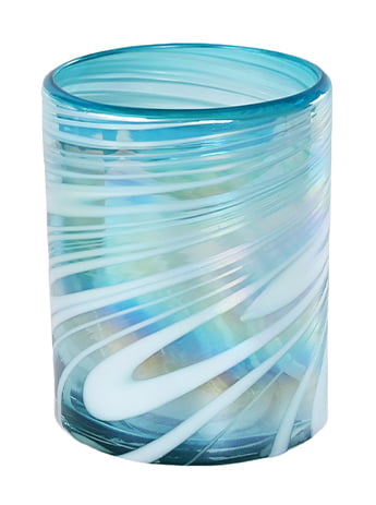 12oz Double Old Fashion, Aqua Swirl, Set of 4