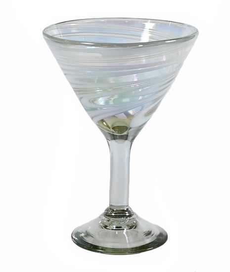 14oz Martini Glass, White Swirl, Set of 4