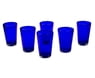 Handblown Recycled Glass Tumbler Drinkware (Set of 6) Blue, "Cobalt Angles"