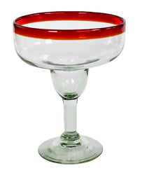 14oz Margarita Glass, Red Rim, Set of 4