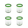 12oz Double Old Fashion, Green Rim, Set of 4