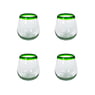11oz Stemless Wine Glass, Green Rim, Set of 4
