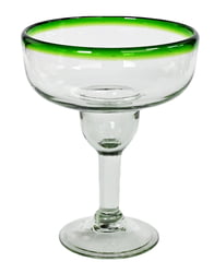 14oz Margarita Glass, Green Rim, Set of 4