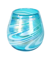 11oz Stemless Wine Glass, Aqua Swirl, Set of 4