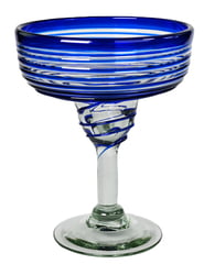 14oz Margarita Glass, Cobalt Blue Vortex, Set of 4