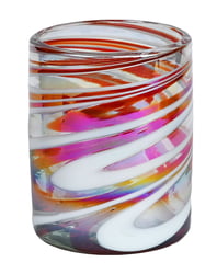 12oz Double Old Fashion, Red Swirl, Set of 4