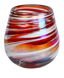 11oz Stemless Wine Glass, Red Swirl, Set of 4
