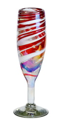 6oz Champagne Flute, Red Swirl, Set of 4