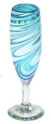 6oz Champagne Flute, Aqua Swirl, Set of 4