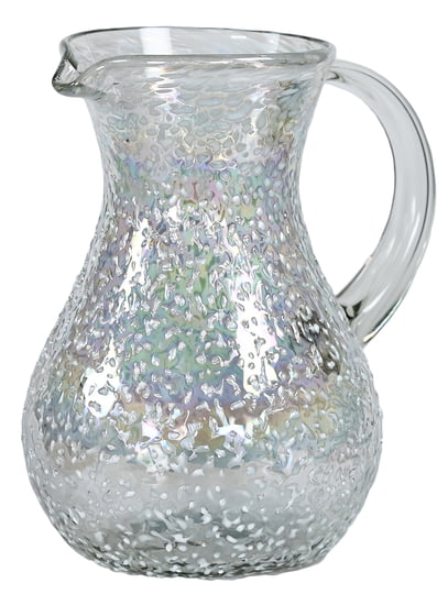 MG088 - 84oz Round Pitcher, White Pebble - Hand Blown Recycled Glass From Mexico