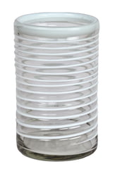 MG043 - 16oz Tumbler, White Vortex, Set of 4 - Hand Blown Recycled Glass From Mexico
